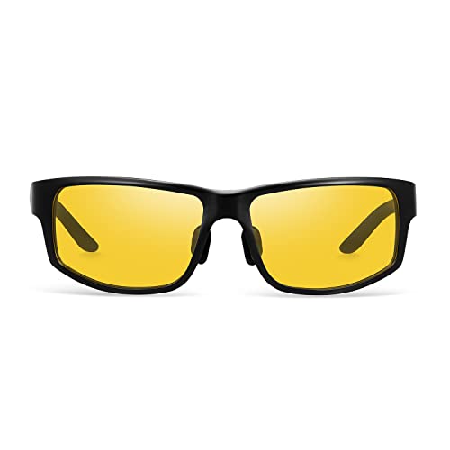 SOXICK 夜間運転用スポーツサングラスイエロー偏光レンズドライブ夜釣りUVカット紫外線カット夜用ナイトドライブナイトドライビングサングラス