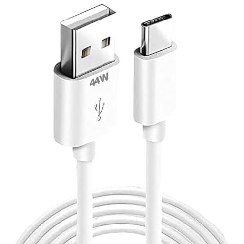 Image of 44 Watt Type C Cable Ultra Fast Charging Compatible with ViVo Smart Phone Devices (Only Cable) White 44W