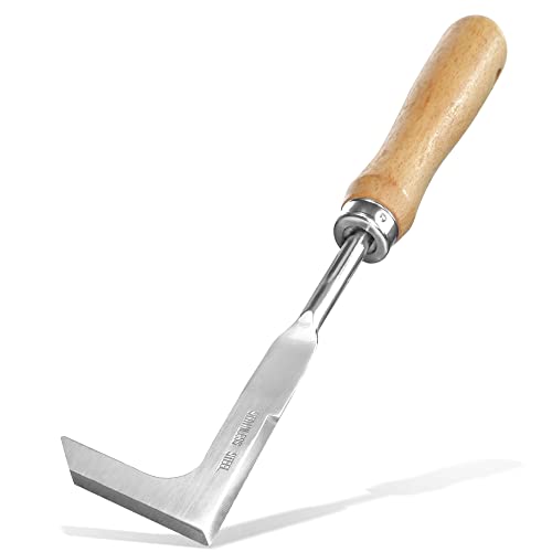 Betus Manual Hand Weeder - Bend-Proof Leverage Base for Super Easy Weed Removal & Deeper Digging - Sturdy Chrome Plated Steel - Compact Garden Weed Puller Tool for Yard Lawn and Farm