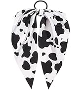 cow print Hair Elastics,Rabbit Bunny Ear Bow Bowknot Scrunchie Ponytail Scarf Scrunchies for Wome...