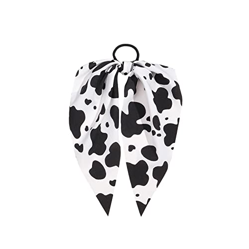cow print Hair headband,Rabbit Bunny Ear Bow Bowknot Scrunchie Ponytail Scarf Scrunchies for Women Girls