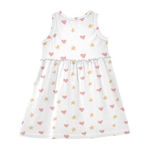 CaTaKu Tiny Hearts Star Girls' Dresses Toddler Summer Dress Cotton Sleeveless Dresses for Girls Sundress 2-8T2