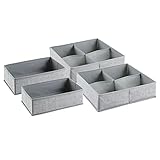mDesign Soft Fabric Dresser Drawer and Closet Storage Organizer Set for Child/Kids Room, Nursery, Playroom - 4 Pieces, 10 Compartments, Set of 2 - Textured Print - Gray