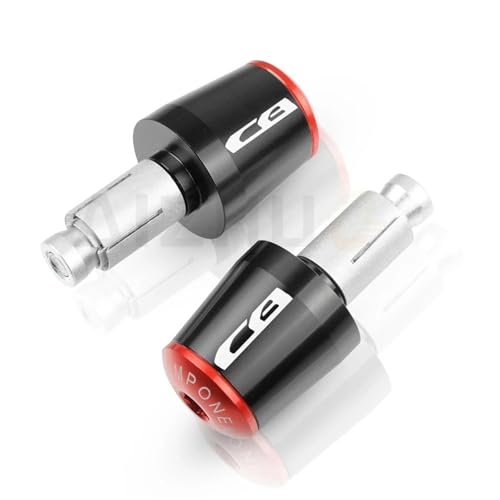 HSL Motorrad Lenker Handgriffe Griff Bar End Kappe Stecker FÜR Honda CB125R CB150R CB190R CB250R CB300R CB400 CB500F CB500X CB500R(Bkack Red)