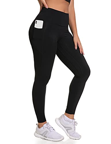 1A1A Leggings For Women Workout Yoga High Waisted With Pockets Lightweight Moisture Wicking Black X-Large cover