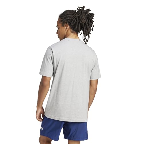 adidas Essentials Linear Single Jersey T-Shirt Essentials Linear Single Jersey, grau meliert/schwarz, S Tall – Ansicht 3