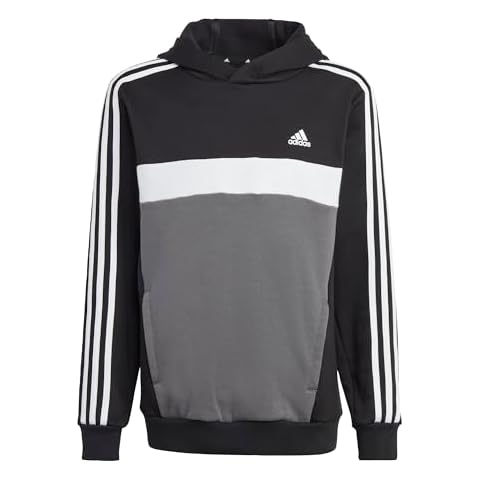adidas Kids Tiberio Fleece Hoodie, Black/White/Grey Cover