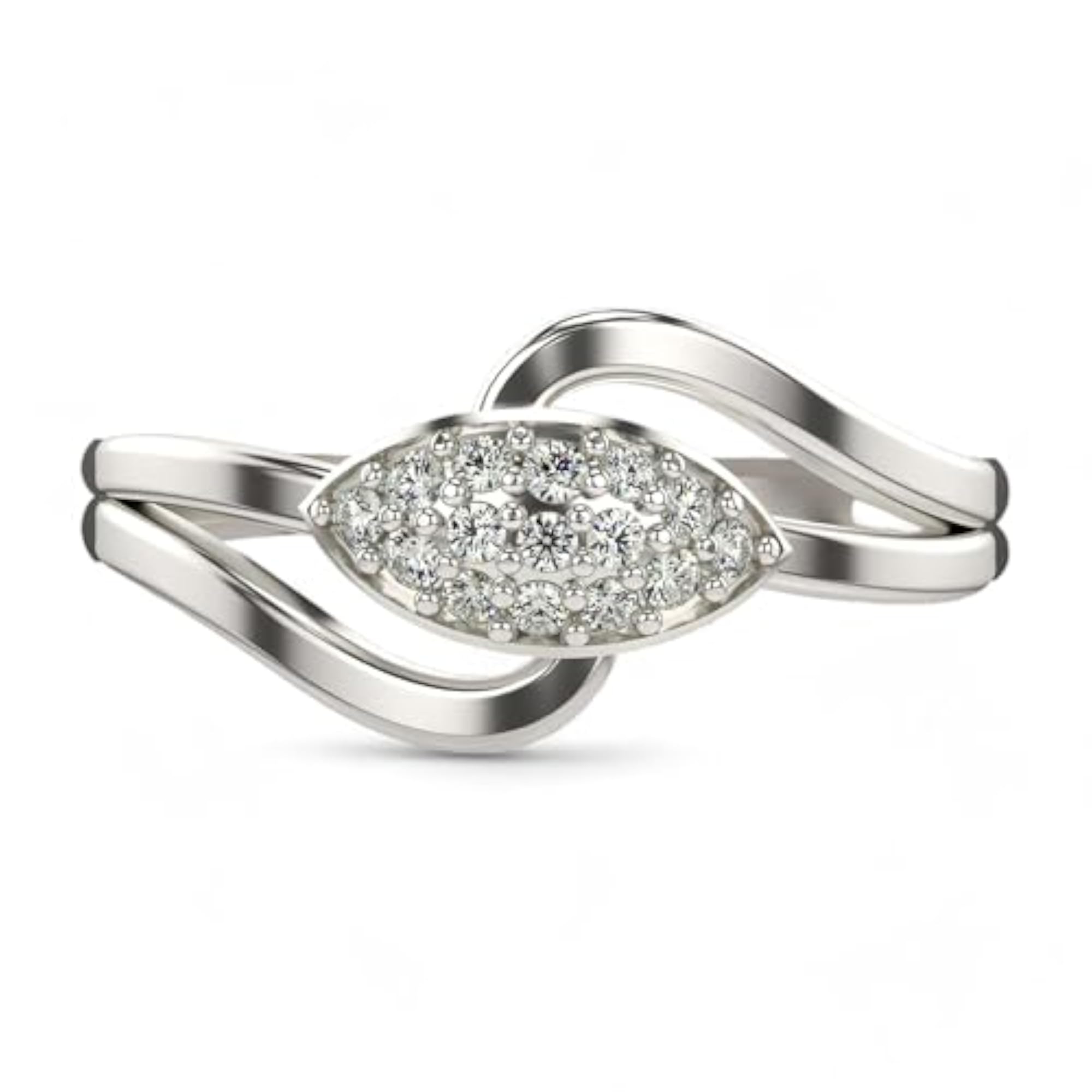 Women's Sterling Silver & Certified Lab Grown Diamond Ring, 0.12cts
