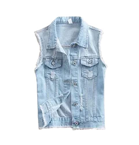Gilet sans manches en jean déchiré effet délavé et coupe confort 3XL pour femme
