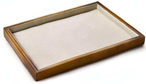 Oirlv Wood Flat Jewelry Tray Stackable Jewelry Drawer Organizer Showcase Jewelry Holder (Creamy-white flat tray) - Image 10