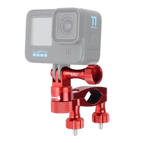 HSU Support de Vélo pour GoPro, Fixation de Guidon Rotatif Réglable à 360 Degrés pour Hero 12/11/10/9/8/7/6/5/4/3, et Insta360 Caméra d'action (Rouge)