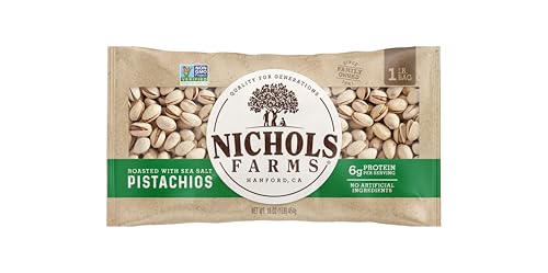 Image of Nichols Farms No Shell California Pistachios, Healthy Protein Snack, Roasted with Sea Salt, 16oz
