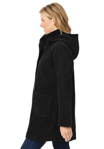 Woman Within Plus Size Hooded A-Line Fleece Coat3