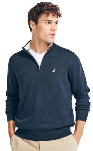 Nautica Men's NavTech Quarter-Zip Sweater, NavySeas, XL