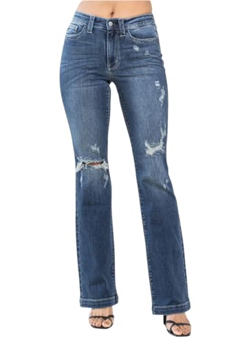 Judy Blue Mid Rise Distressed Bootcut Jeans