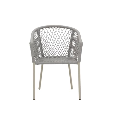 Image of Royaloak Genting Malaysian Aluminium Outdoor Chair | Hand Woven Rope Design | Curved Backrest with Anti-Slip Legs | Rust-Resistant Aluminium Frame | Modern Chairs for Garden, Terrace & Balcony