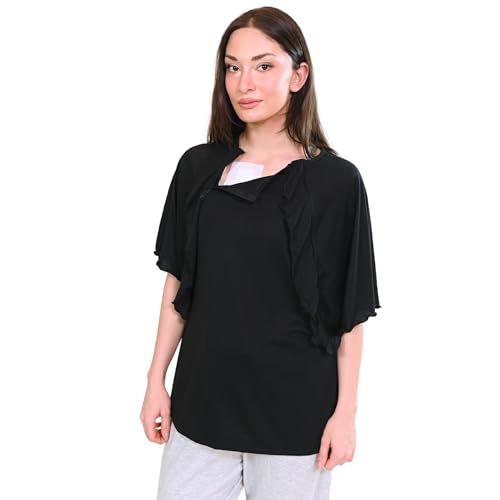Chemise chimiothérapie femme à volants avec accès facile aux soins médicaux