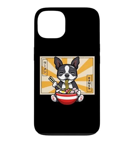 Kids Womens Girls Kawaii Japanese Ramen Bostie Dog Lover �X�}�z�P�[�X iPhone 13 �p