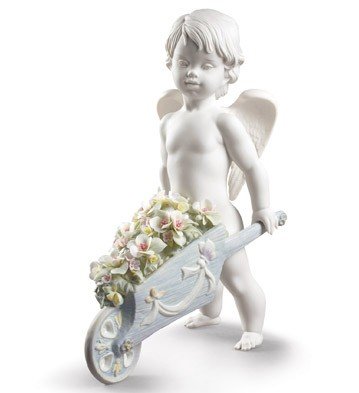 Amazon.co.jp: Lladro 天使の置物 花付き 01009193 天体の花 9193 高さ 