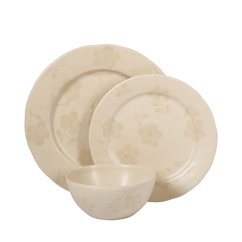 Bloomhouse - 2 Time Oprah's Favorite Things - Made in Portugal Hand Painted Dinnerware Set - Porto Petals 12 Piece (Service for 4) Floral Plates and Bowls Set - Lilly Cream by bloomhouse - Used condition - Image 7