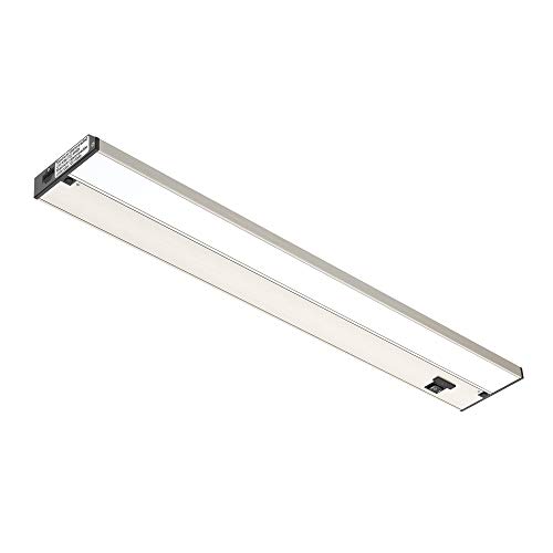 Getinlight 24-inch 3 Color Levels LED Under Cabinet Lighting, Hardwired or Plugged-in, Selectable White 2700K/3000K/4000K, Dimmable, Brushed Nickel Finished, IN-0210-3-SN