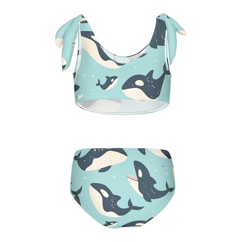 Killer Whale Pattern Animal Girls 2 Piece Kids Bikini Set Quick-Dry Swimsuit Swimming Suits Adjustable Strap2