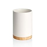 SWEEJAR Kitchen Utensil Holder with Wooden Bottom, 6.7' Ceramic Utensil Crock to Hold Spatulas for...