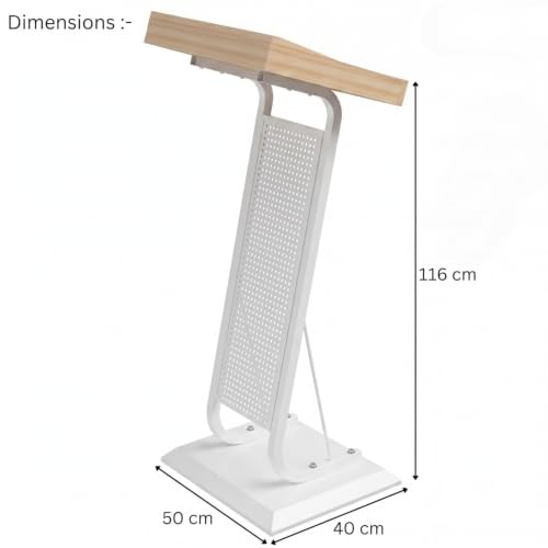 Image of TEKAVO Merito Podium Lectern for Classroom, Auditorium, Office, Church & School | Sleek & Modern Lecture Stand | Ideal for Presentations, Speeches & Events,Mic /Portable Office Conference,White Metal.