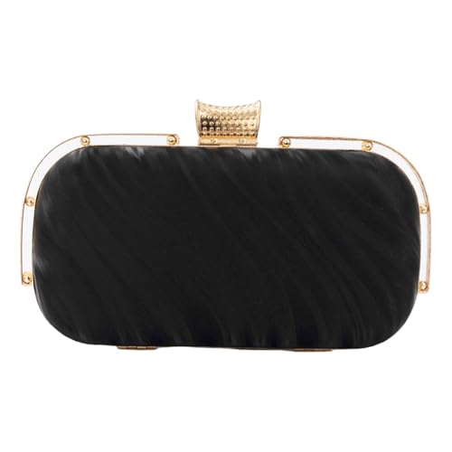 Sac de soirée noir en cuir PU texturé avec bandoulière chaîne chic pour femme