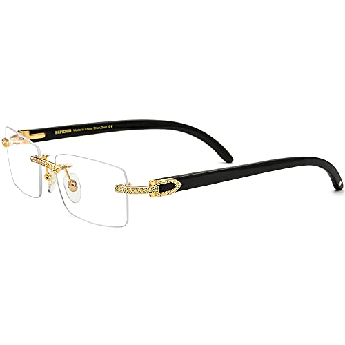 Image of HEPIDEM 100% Really Buffalo Horn Handmade Sun Glasses Square Rimless Luxury BUffs Sunglasses 0816