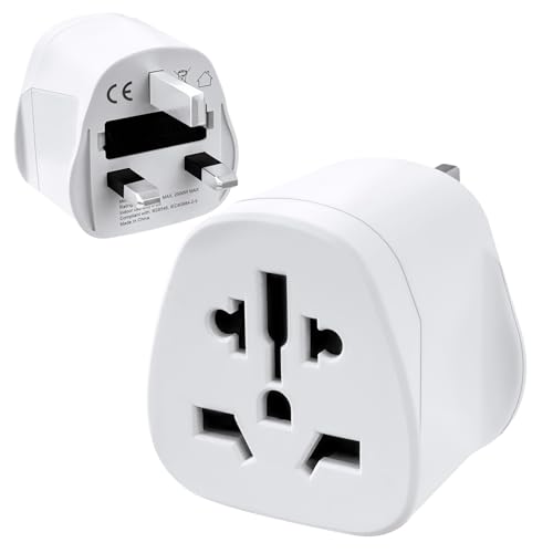 Jsdoin European to UK Plug Adaptor Universal Travel Adaptor With 10A Fuse UK Safety Standards | Accepts US Europe Australia US to UK Travel Plug Adapter (1 Pack)