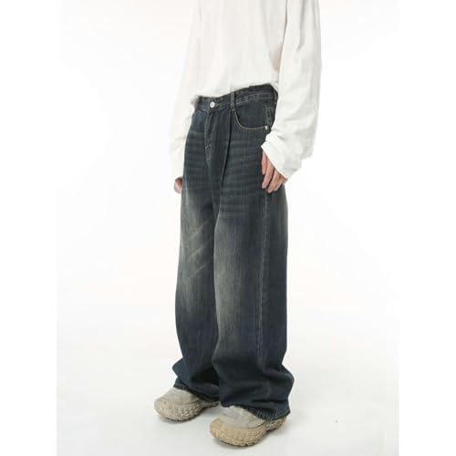 Jean décontracté en denim usé effet vieilli nuances de noir et gris