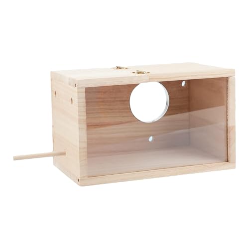 Caja nido para periquitos, cacatúas, caja de cría de pájaros de madera con ventana de observación visible, montaje seguro en jaula para mayor comodidad y seguridad | Vo montado en jaula