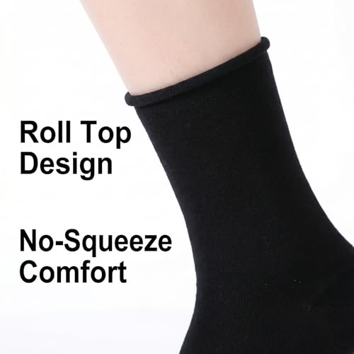 Image of EABERN Womens Thin Cotton Socks,Soft Breathable Casual Above Ankle Crew Socks 6 /9 /12 Pairs