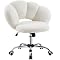 Yaheetech Fauteuil Velours Chenille Blanc Fleur – Chaise Pivotante 360° Confortable Avec Coussin Amovible, Design Élégant Chambre Bureau