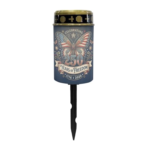 Image of 250 Years Solar Cemetery Light - American Flag Butterfly Pattern, Flameless Memorial Candle, Patriotic Grave Decor for Independence Day & Memorial Day