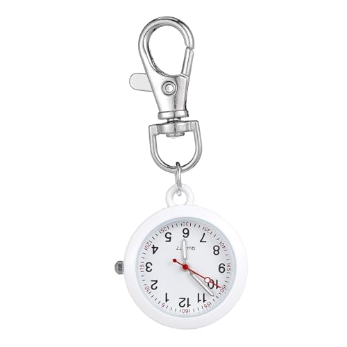 ROMISBABA ナース用懐中時計 シンプルなカジュアルデザイン 鍵付き 軽量メタル製 ポータブルフック付き 看護師向け便利アイテム