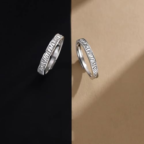 Bague réglable en argent 925 avec lignes géométriques pour alliance