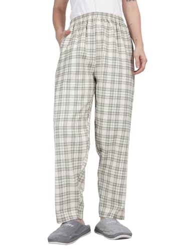 Image of KRYPTIC Women's 100% Pure Cotton Woven Pyjama | Mid Rise Relaxed Fit Full Length Nightwear Pant with Elasticated Drawstring Waistband & Side Pocket | Comfortable Lounge, Sleepwear & Casual Bottom Wear