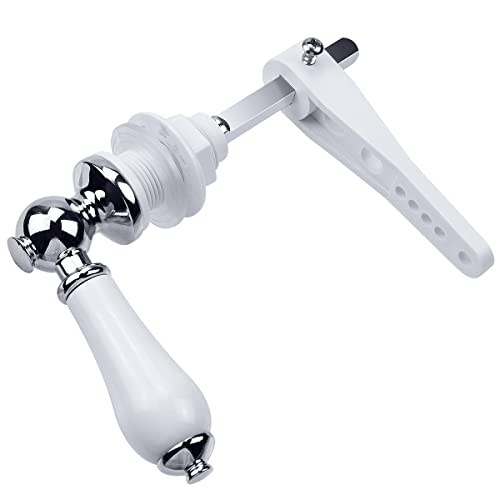 Poignée de chasse d'eau de rechange en céramique, finition laiton, ajustement universel, poignée de chasse d'eau chromée, poignée de rechange en céramique pour réservoir de toilettes, style victorien