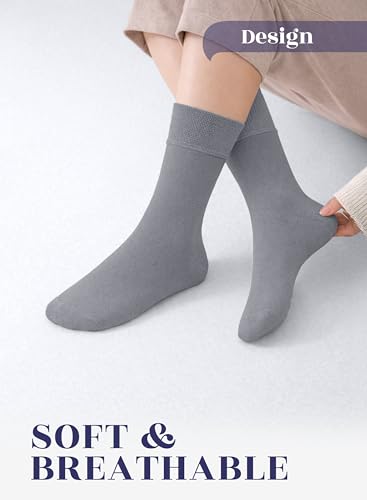 Image of Hugh Ugoli Women's Thin Soft Rayon Derived from Bamboo Crew Socks for Dress, Trouser, Seamless Toe & Non-Binding, 5-8 /9-11
