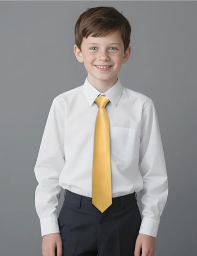 Boys Tie Solid Color Silk Satin Pre-tied Kids Necktie for Age 8-12 Adjustable Formal Wedding School Graduation3