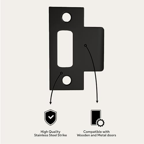 Image of Mega Handles T-Strike Door Plate - Durable Door Strike Plate, Black Strike Plates for Interior Doors