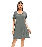 Nightgowns for Women Button Down Nightshirt Short Sleeve Nightgown Ladies Night Gown Button Up Night