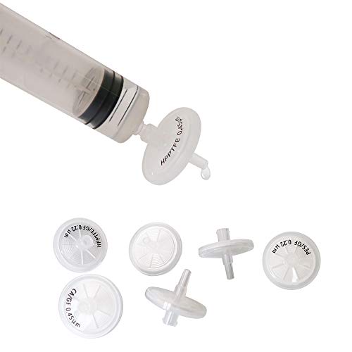Image of PTFE Syringe Filters [Wettability: Hydrophilic] 25mm Diameter 5.0 μm Pore Size Laboratory Filtration by Allpure Biotechnology (Pack of 100) (Hydrophilic PTFE, 5.0 μm)