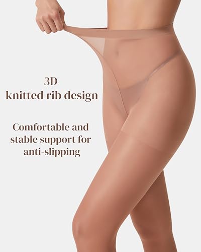 Image of leg elegant 3 Pairs 20D Women's Sheer Tights Ultra Sheer Pantyhose with Control Top