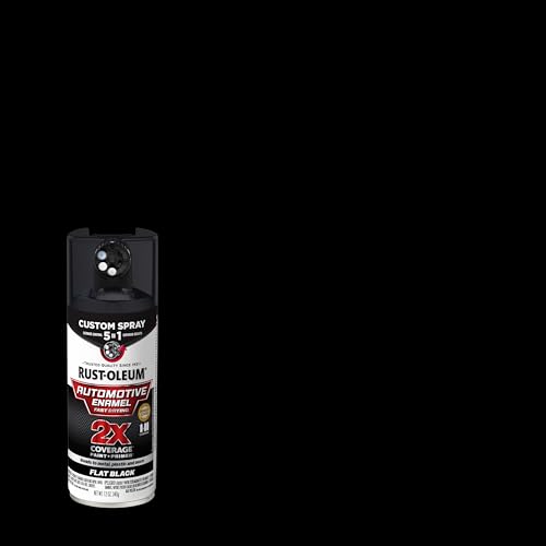 Image of Rust-Oleum 2X Automotive Enamel 5-in-1 Spray Paint, Flat Black | Fast Dry, Adjustable Custom Spray Dial, Multi Surface (Metal, Wood, Plastic and More), Any Angle, Ultimate Coverage