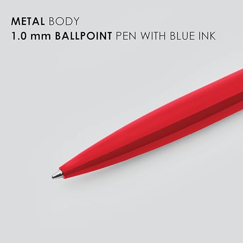 Image of myPAPERCLIP Executive Series A5 Diary & Pen Gift Set | Includes Classic Ball Pen, Italian Leather Card Holder & Softcover Notebook | 192 Pages, 80 GSM | Ideal Corporate, Office & Personal Gift | Red