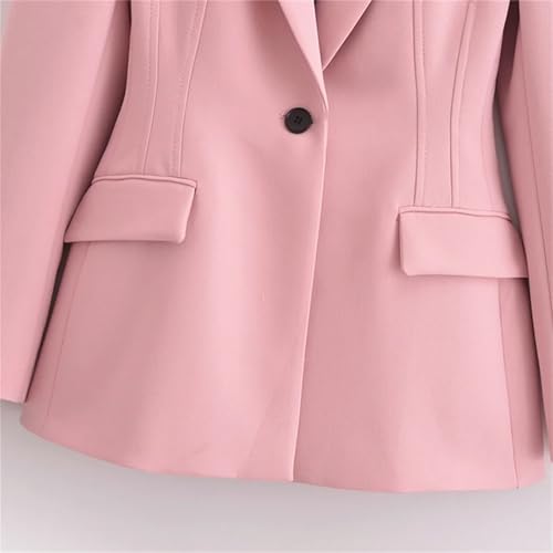 Women's Casual Solid Single Button Slim Blazer Jacket Lapel Pocket Long Sleeve Suit Coat4