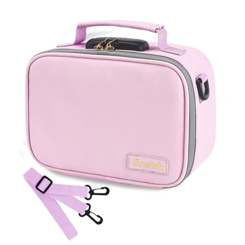 Pink PU Leather Smell Proof Bag with Combination Lock, Heavy Duty Organizers Box case with Shoulder Strap for Home and Travel, Great Gift for Women.